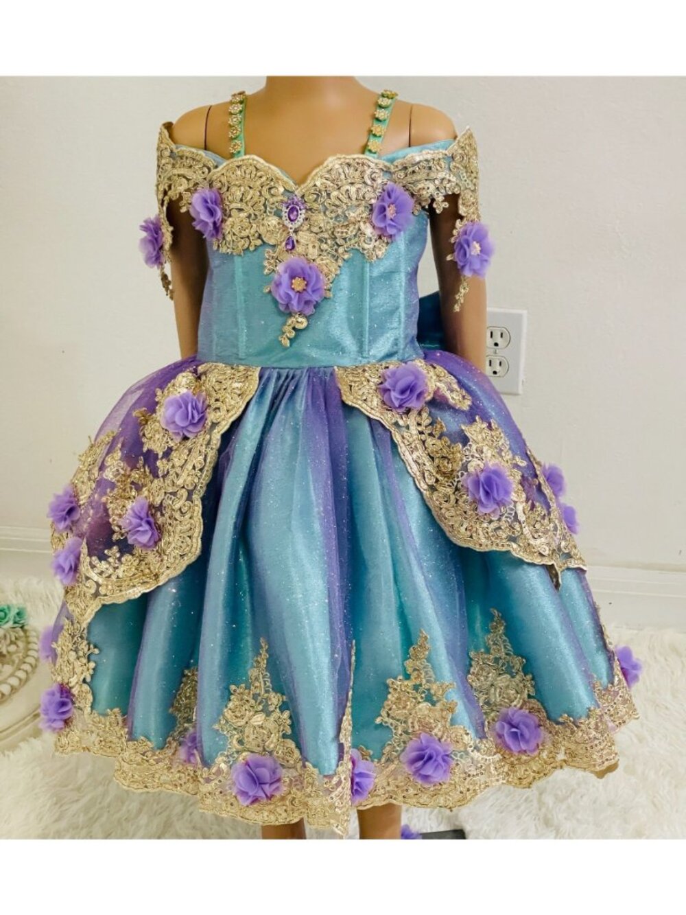 Girls Mermaid Inspired 2-in-1 Princess Dress with Adjustable Corset and Removabl - Picture 7 of 11